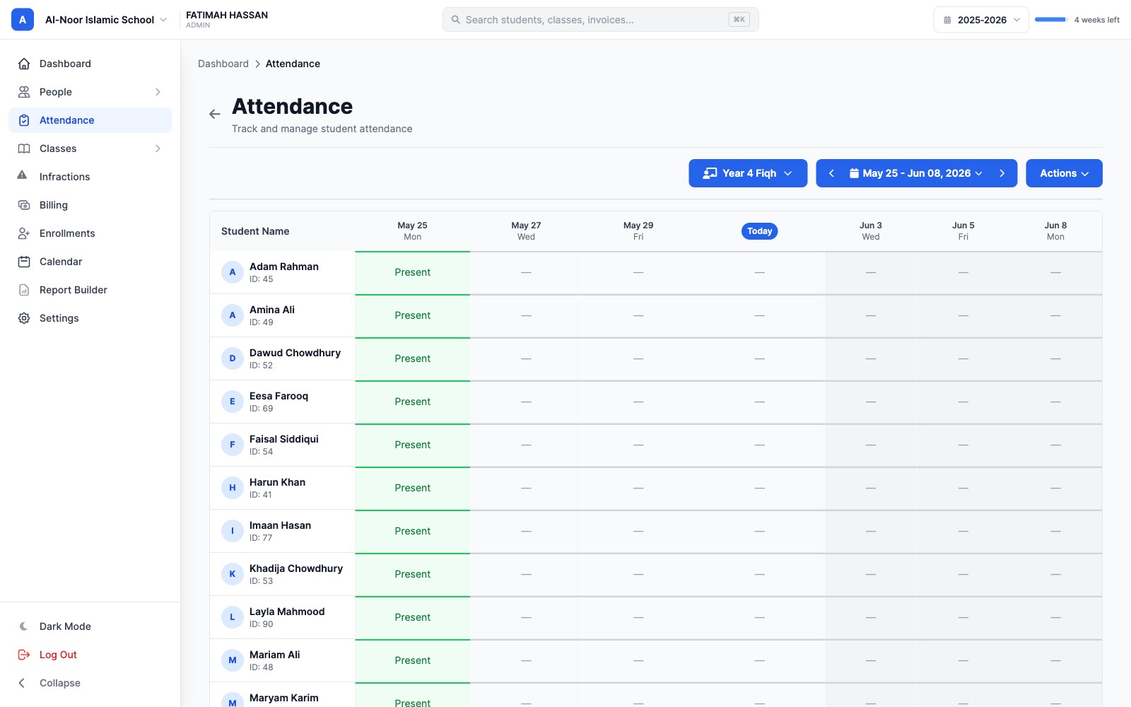 Attendance tracking