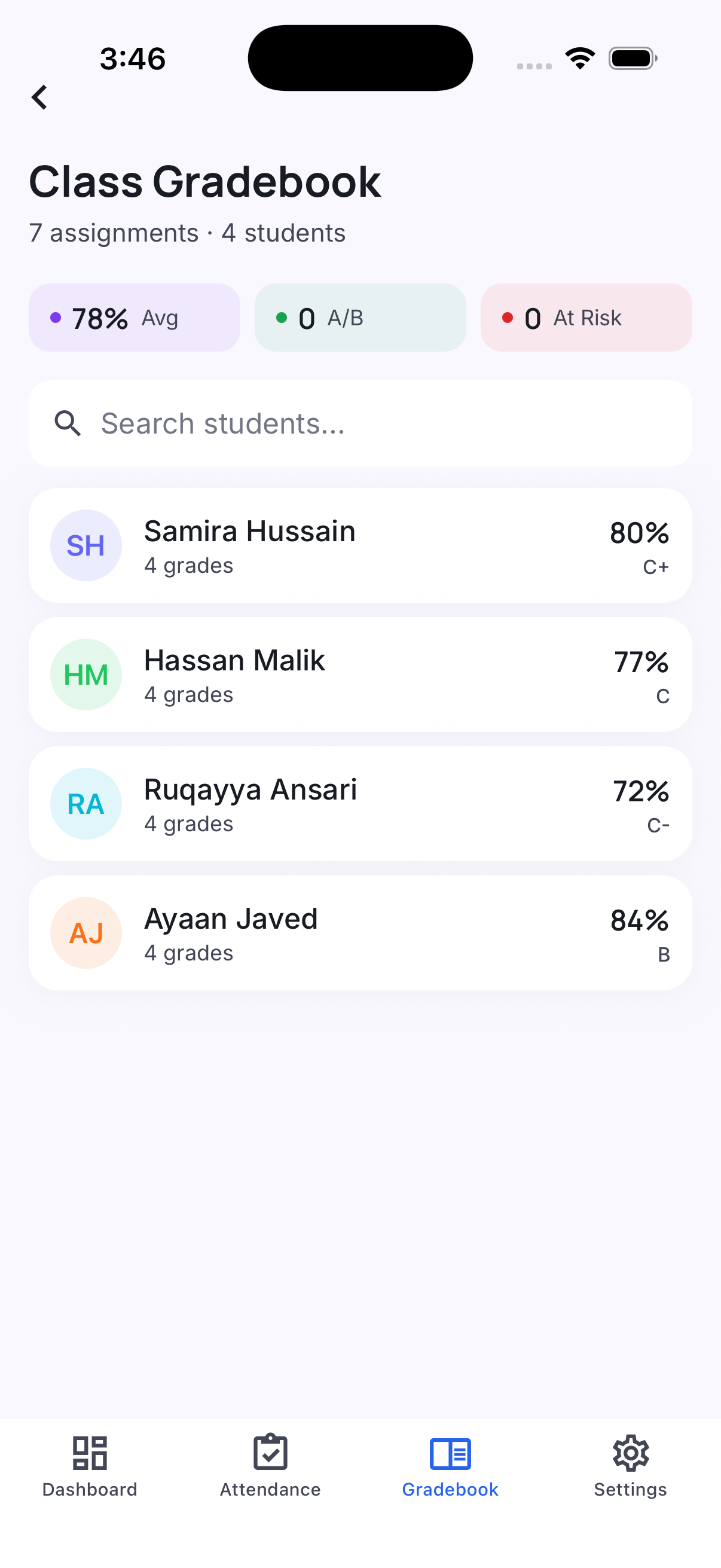 MarkTrack Gradebook